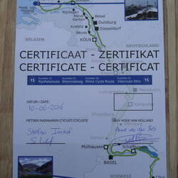 Ein Zertifikat über die komplettierte Route erhält man beim Touristenbüro.