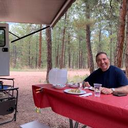 Not warm enough for breakfast, but we can eat outside for lunch ... USAFA, Colorado Springs, CO.