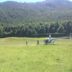 Getting ready for the helicopter ride