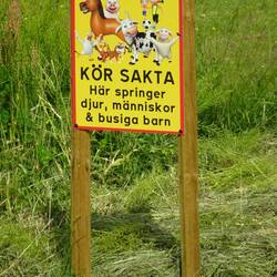 "FAHR LANGSAM - Hier laufen Tiere, Menschen und ungezogene Kinder rum"
