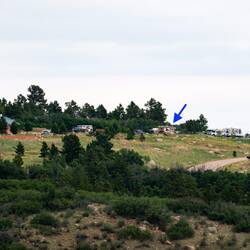 Plenty of trees and vegetation, but no shade ... arrow points to the Cruiser in site 10 — CMSP, COS.