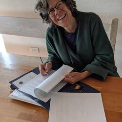 Nancy working on her latest book
