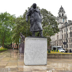 Statue de Winston Churchill sur Paliament Square Garden