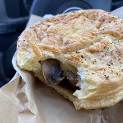 Steak, mushroom and cheese