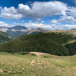 Panorama from the Independence Pass Overlook on the Top of the Rockies Scenic Byway, Colorado.