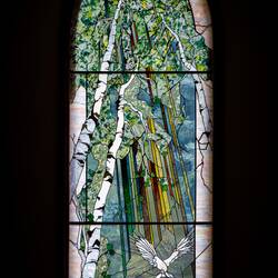Nature-inspired window at the Redstone Church — Redstone, Colorado.