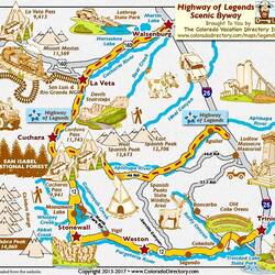 I marked the section of the byway we did this time with red dashes — Hwy of Legends, CO.