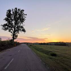 Sunrise on the road