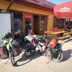 Breakfast stop at a minimarket