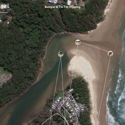Dots are where I took photos yesterday. Lake on the left. Sea on the right. Path of the creek showin