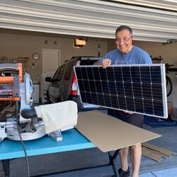 First step ... cover the solar panels with cardboard so they don't charge during installation.