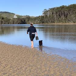 A girl and her dog.