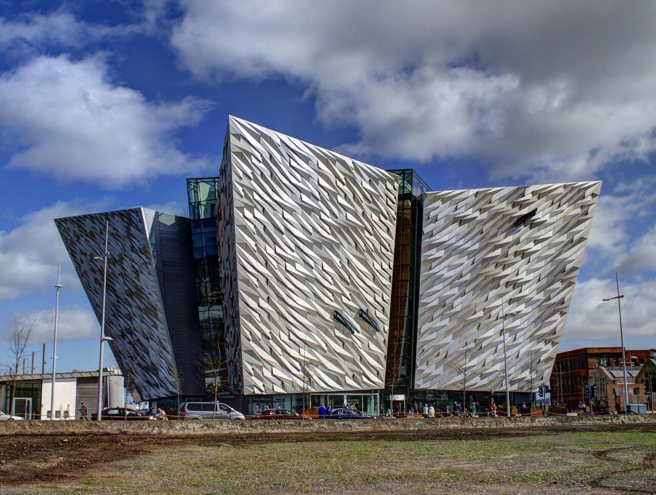 The Titanic exhibition building was built to look like the prow of a ship.