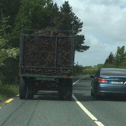 Trailer full of peat bricks.
