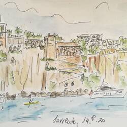 Sorrento thront auf der Felsküste