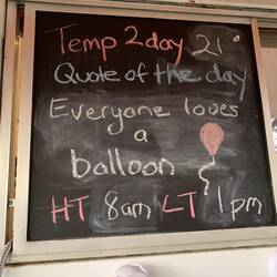 Emily's blackboard on the bus.