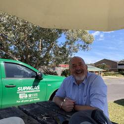 My lovely brother and his very squashy ute.
