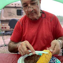 Steak and corn for lunch at our site — SCC&C ... Keystone, SD.