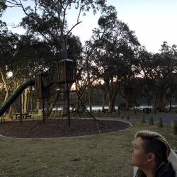 Waiting at the entrance to the caravan park.
