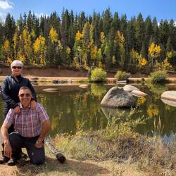 Proof is in the photo ... fall foliage and us — Farish Rec Area, CO.