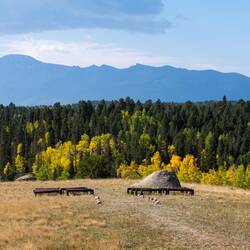 Fall colors and Pikes Peak from the Wedding Hill — Farish Rec Area, CO.