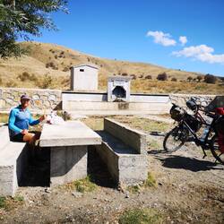 Second breakfast at a picnic spot at a spring
