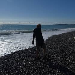 På stranden ved Villeneuve-Loubet (Middelhavet)