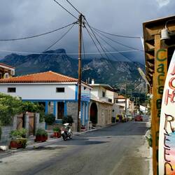 On the way to "Samos Sub" - dark clouds over Kokkari at 10.00 am!