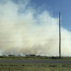 Huge field of burning corn stubble