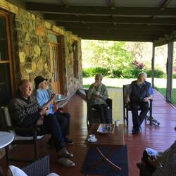 Trying to distance at morning tea.