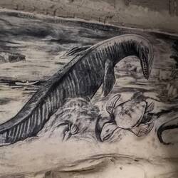 All paintings done in Charcoal around 1900 and will simply wipe off if touched as it is 95% humidity down ther