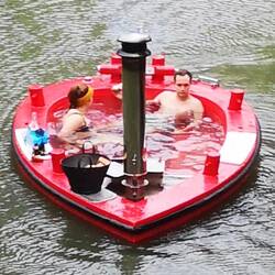 Just some strangers having a jacuzzi boat trip in the cold and wind