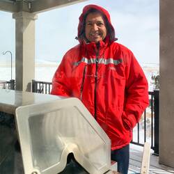 Neither cold temps nor snow will stop Mui from grilling — Colorado Springs, CO.