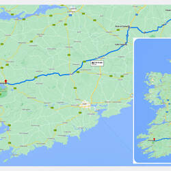 Day 3 Kilkenny to Killarney driving route ... with sightseeing along the way.