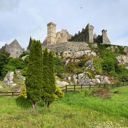 Rock of Cashel ... the lighter colored building is Cormac's Chapel — Cashel, Ireland.