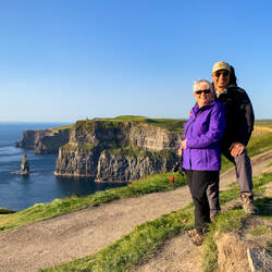 A "we are here" photo op from the south path — Cliffs of Moher, Ireland.