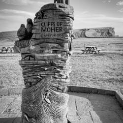 Sculpture by Shane Gilmore welcomes visitors to the Cliffs of Moher — Ireland.
