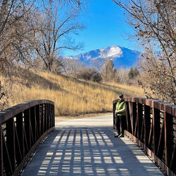 Pikes Peak frosted with snow ... Winter Stroll on the Cottonwood Creek Trail — Colorado Springs, CO.