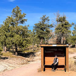 A bus stop? No, probably a weather shelter — Black Forest Regional Park, CO.