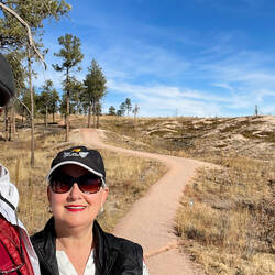 A "we are hiking" selfie — Black Forest Regional Park, CO.