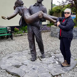 Wayne/O'Hara statue replicating a scene from "The Quiet Man" — Cong, Ireland.