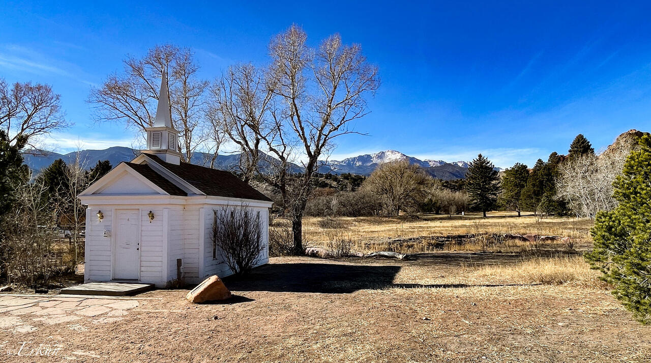 Mothers Church with Pikes Peak in the backdrop — Colorado Springs, CO.