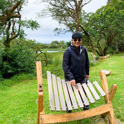 Mui finds a xylaphone on the way to the Victorian Walled Garden ... @ Kylemore Abbey — Connamara.