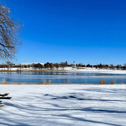 Looking across Prospect Lake to Memorial Park — Colorado Springs, CO.