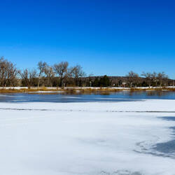 Panorama of Prospect Lake ... boathouse on the left — Colorado Springs, CO.