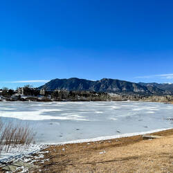 Quail Lake with Cheyenne Mountain as a backdrop — Colorado Springs, CO.