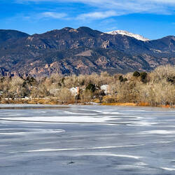 The tip of Pikes Peak ... ever-present — Quail Lake Park ... Colorado Springs, CO.