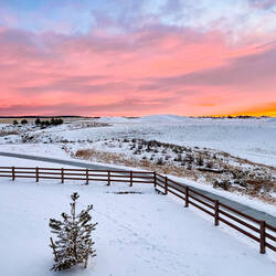 Warm and cold ... sunrise and snow — Colorado Springs, CO.