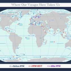 Map showing the bodies of water we have cruised over the years.