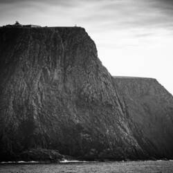 You have to enlarge the photo to see the Globe atop the cliff — Nordkapp, Norway